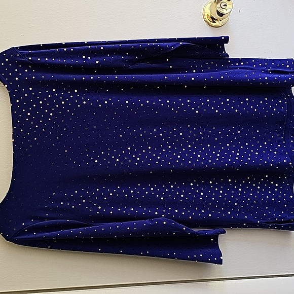 🟡SUSAN GRAVER Cowl Neck Tunic (Purple w/ Gold, Medium) - Picture 9 of 9